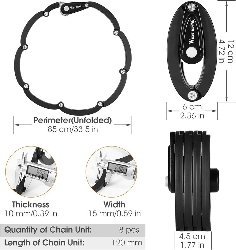 CYCLESPEED Bike Locks Heavy Duty Anti Theft Bicycle Lock Folding 4-Digit Level 6, Security Chain FoldyLock with Bracket, 2.8 FT Strong Foldable Lock - Image 2